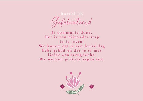 Felicitatie communie roze hart 3