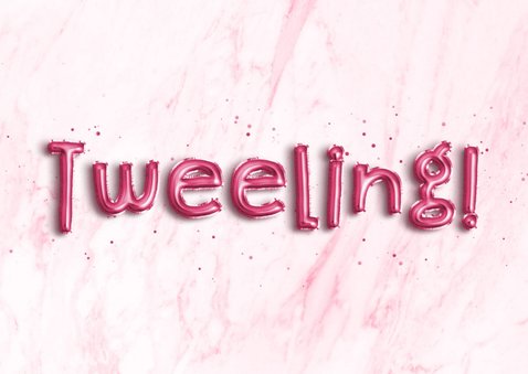Felicitatie folieballon roze 'Hoera, een tweeling!' 2