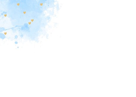 Felicitatie geboorte aquarel hartjes lichtblauw 2
