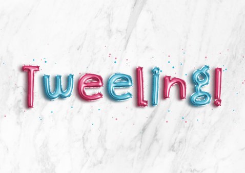 Felicitatie 'Hoera, een tweeling!' folieballon blauw/roze 2
