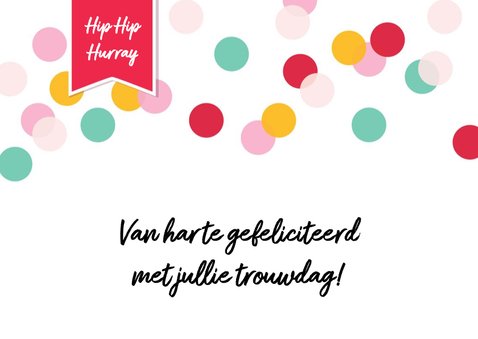 Felicitatie huwelijk confetti hart goud 2