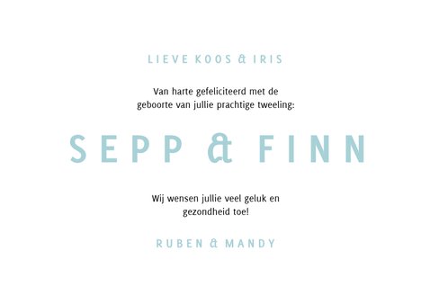Felicitatie jongenstweeling hip met confetti 3
