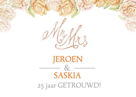 Felicitatie jubileum oranje roos 2