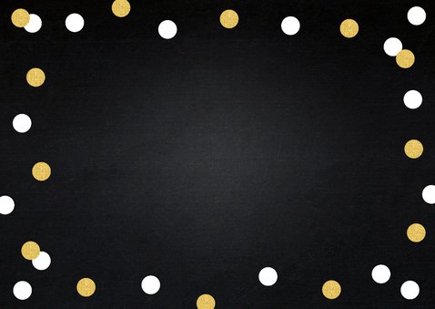 Felicitatie kaart nieuwe baan zwart goudlook dots confetti Achterkant