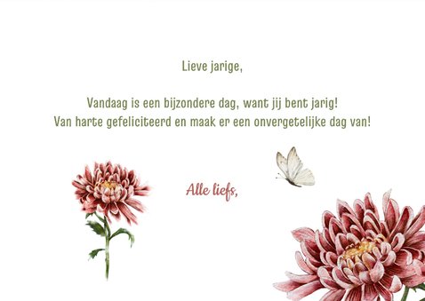 Felicitatie kaart vrouw met bloemen en foto 3