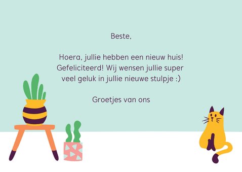 Felicitatie nieuwe woning trendy cactus kat poes 3