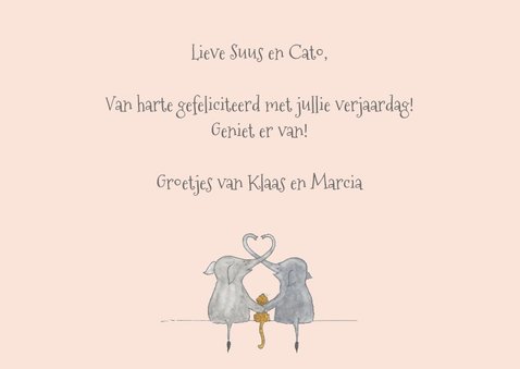 Felicitatie tweeling olifanten meisjes 3