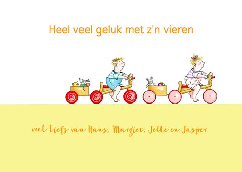 Felicitatie-tweeling op fietsjes 3