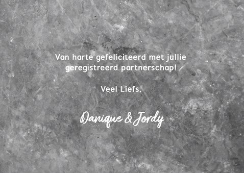 Felicitatiekaart betonlook geregistreerd partnerschap 3