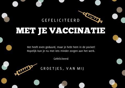 Felicitatiekaart bij vaccinatie Corona voor een man 3