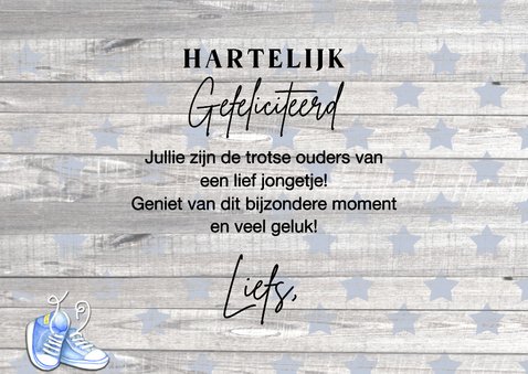 Felicitatiekaart geboorte jongen ster 3