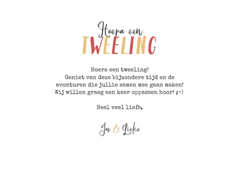 Felicitatiekaart geboorte tweeling meisjes feest giraf  3