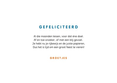 Felicitatiekaart geslaagd rijbewijs auto feest 3