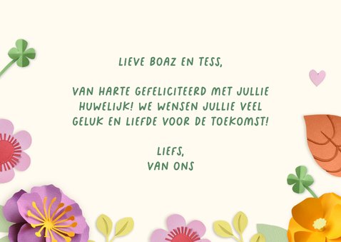 Felicitatiekaart getrouwd bloemen en herfstbladeren 3