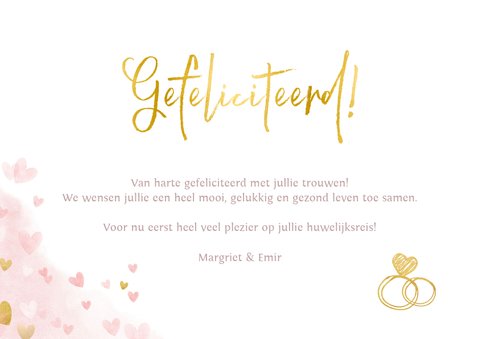 Felicitatiekaart getrouwd - mr. & mrs. waterverf en hartjes 3