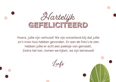 Felicitatiekaart happy new home huis boom confetti 3