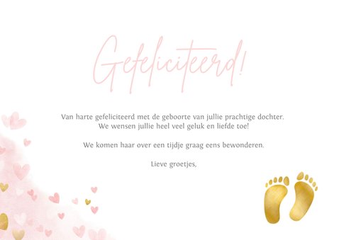 Felicitatiekaart - hoera een dochter met roze hartjes 3