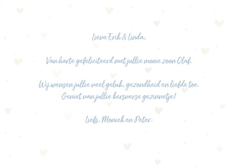 Felicitatiekaart 'Hoera een jongen' met hartjes en waterverf 3