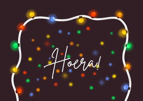Felicitatiekaart hoera in lampjessnoer 2