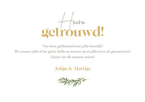 Felicitatiekaart huwelijk veel geluk eucalyptus hartjes goud 3