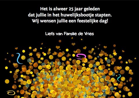 Felicitatiekaart met confetti op zwarte achtergrond 3