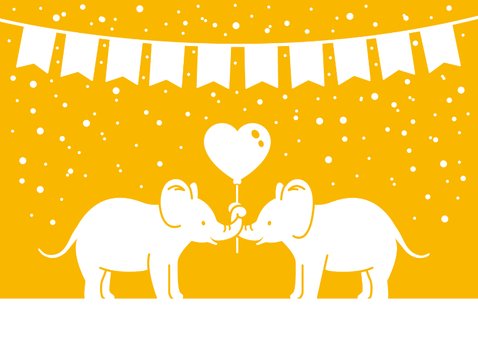 Felicitatiekaart olifant geboorte tweeling jongen en meisje  2