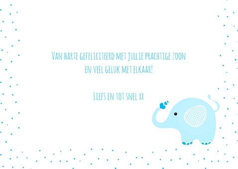 Felicitatiekaart olifantje geboorte jongen 3