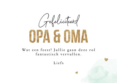 Felicitatiekaart opa en oma kleinkind waterverf groen 3