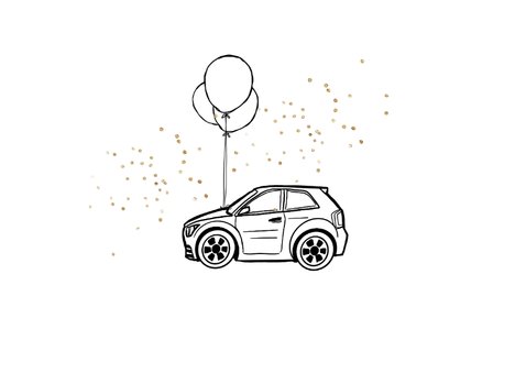 Felicitatiekaart rijbewijs auto confetti goud gefeliciteerd 2