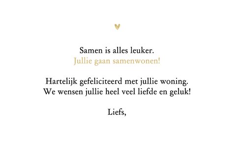 Felicitatiekaart samenwonen huisje goud gefeliciteerd 3
