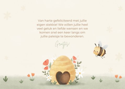 Felicitatiekaart samenwonen met bijtjes korf en bloemen 3