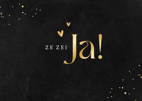 Felicitatiekaart verloofd goud stijlvol hartjes ringen 2