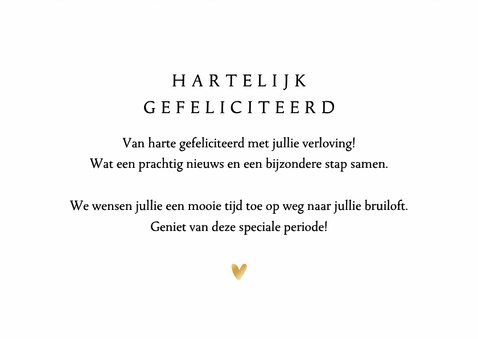Felicitatiekaart verloofd goud stijlvol hartjes ringen 3