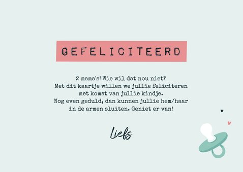 Felicitatiekaart zwanger 2 moeders lesbisch gay baby 3