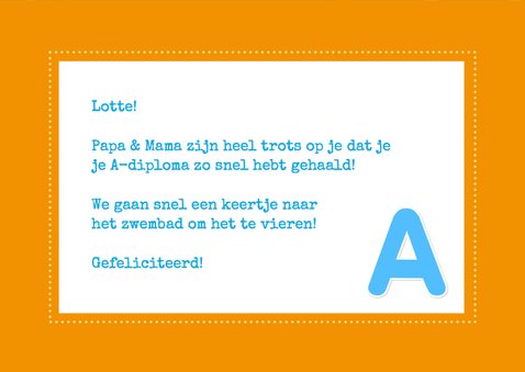 Felicitatiekaart zwemdiploma 1L3 3