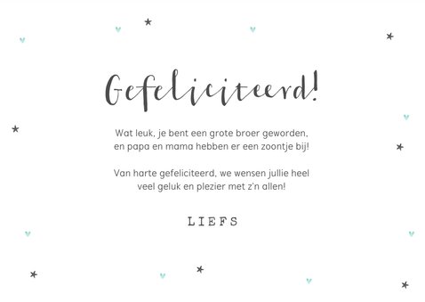 Felicitatiekaartje baby broertje olifantjes hartjes 3