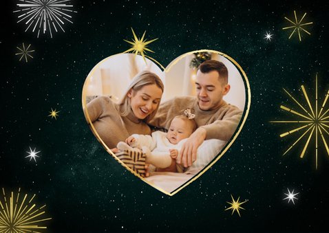 Fijne kerst gelukkig 2027 kerstkaart vuurwerk sterren foto's 2