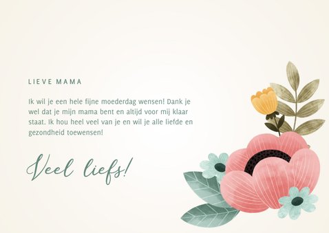 Fleurige moederdag kaart met bloemen, plantjes 'Mama' 3