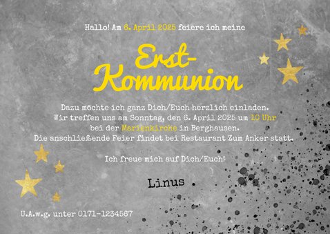 Foto-Einladung zur Kommunion cool 3