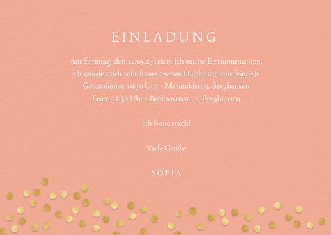 Foto-Einladung zur Kommunion Goldkonfetti 3