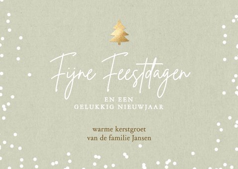 Foto kerstkaart 2027 label op hout sneeuw 3