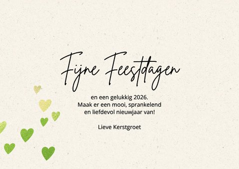 Foto kerstkaart hartjes kerstboom groen 3