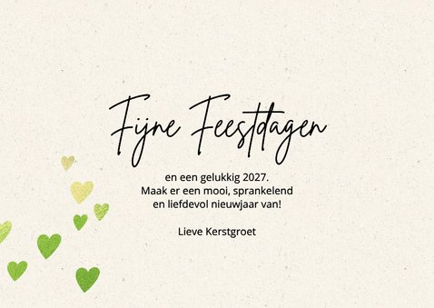 Foto kerstkaart hartjes kerstboom groen 3