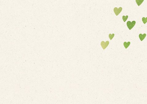 Foto kerstkaart hartjes kerstboom groen Achterkant