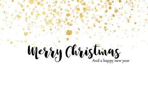 Foto kerstkaart met gouden spetters en typografie 2