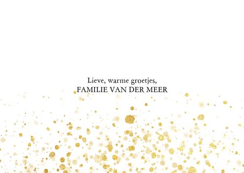 Foto kerstkaart met gouden spetters en typografie 3