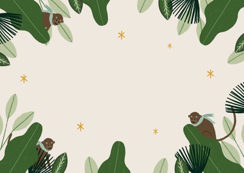 Foto Kerstkaart met jungle en dieren Achterkant
