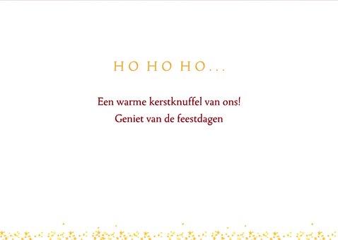 Foto kerstkaart – Rendier HO HO HO – Rode kerstkaart 3