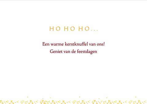 Foto kerstkaart – Rendier HO HO HO – Rode kerstkaart 3