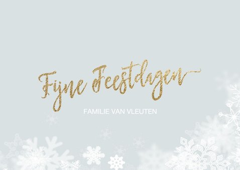 Foto kerstkaart sneeuw goud Merry Christmas 3